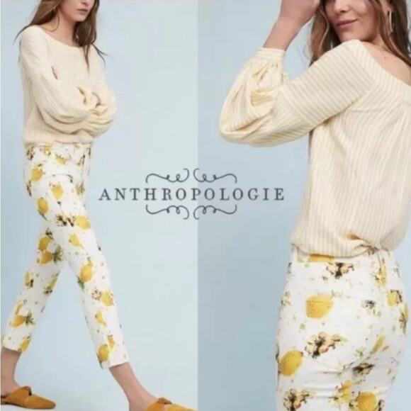 Pilcro And The Letter Press | Anthropologie Lemon Grove Cropped Pants Jeans 26P - Picture 1 of 12
